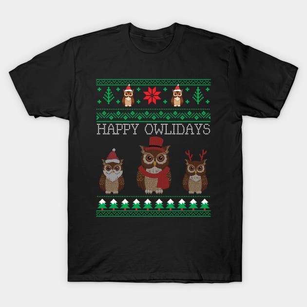 Funny Cute Owl Lovers Owl Ugly Christmas Sweaters T-Shirt by mrsmitful01